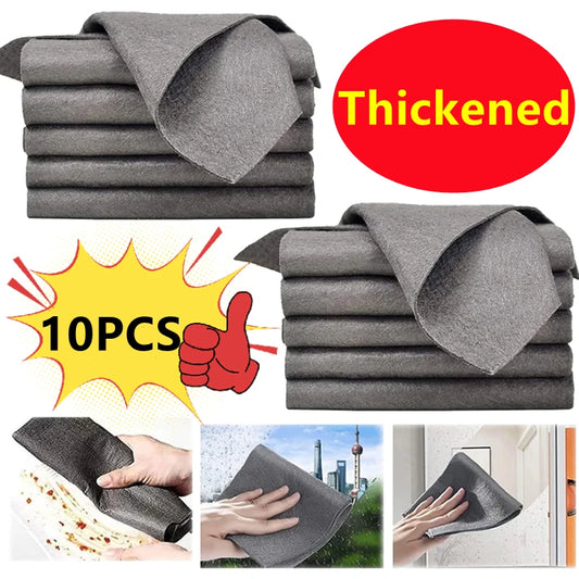New 10/5PCS Thickened Magic Cleaning Cloth Reusable Microfiber Washing Rags  Glass Wipe Towel For Kitchen Mirrors Auto Windows